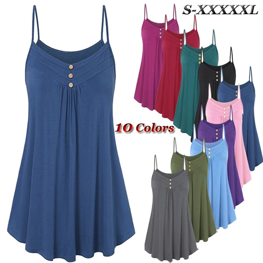 Майка женская на пуговицах свободная туника с V образным вырезом Повседневная