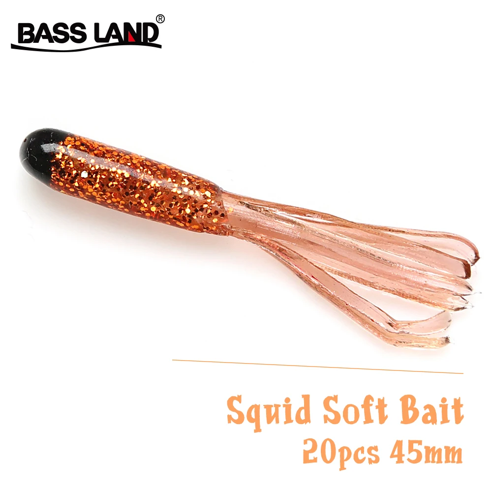 Bassland новый 20 штук 4 5 см мягкие рыболовные приманки искусственные червь кальмаров