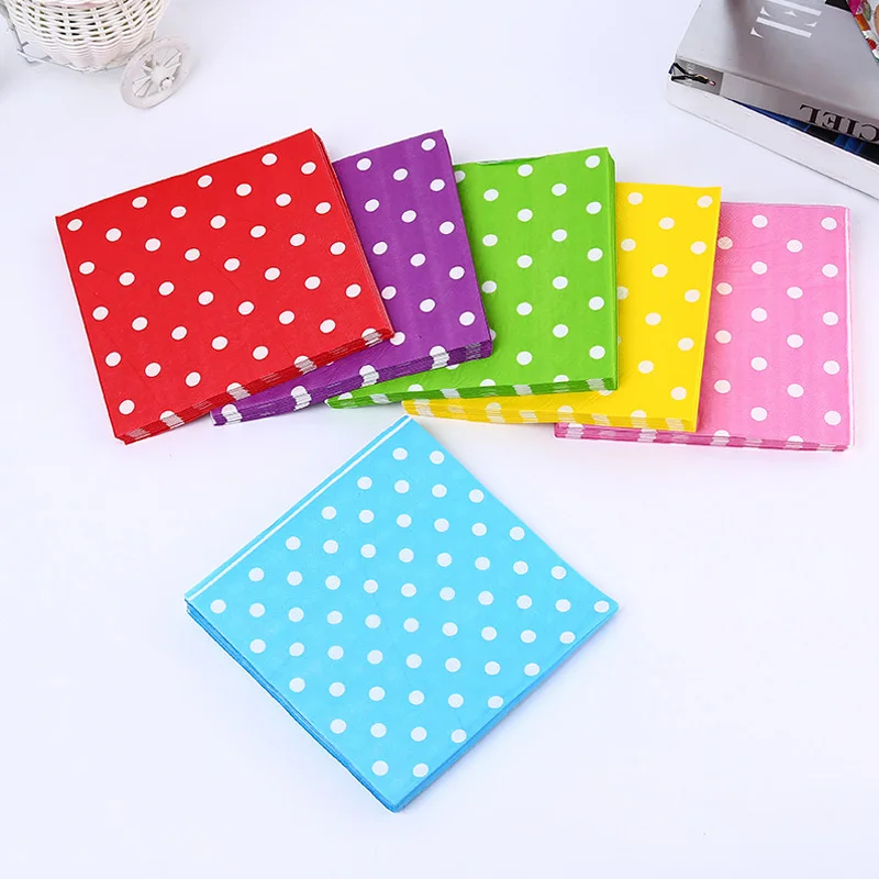

Baby Paper Happy Birthday Party Dots Paper Towel Napkins 20 Pcs Facial Tissue Baby Shower Favors 33x33cm