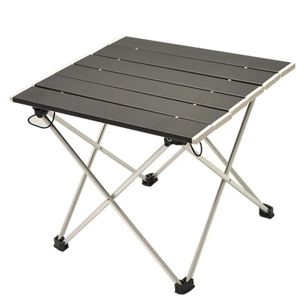 Портативный Складной Алюминиевый рулонный стол легкий Открытый Кемпинг Пикник простая мебель кемпинг стол чайный стол - Цвет: Черный