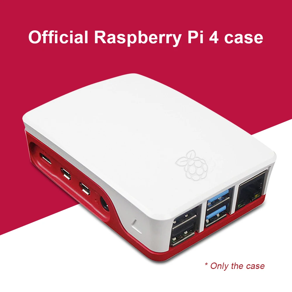 Raspberry Pi-funda protectora ABS oficial, modelo B 4b, color rojo y blanco, fácil de instalar