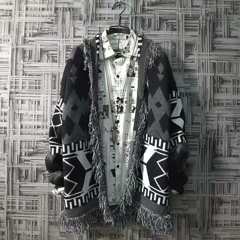 남성용 태슬 레트로 니트 가디건, 레이지 스웨터, 남성용 루즈 스웨터, 얇은 코트, 가을 및 겨울, 신상