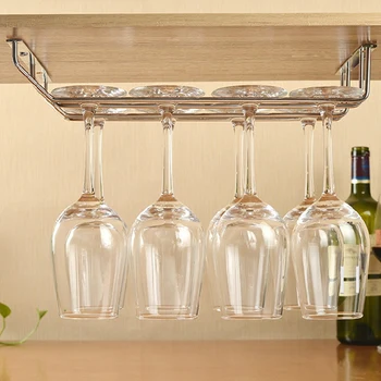 

1PC Fashion Stainless Steel Wine Cup Goblet Wine Glass Rack Fashion Wine Hanging Holder Cup Rack Double Row