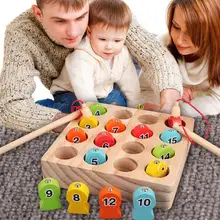 Детские деревянные игрушки Монтессори, цифровые магнитные игры, рыболовные игрушки, игра, ловить червя, Развивающие головоломки, игрушки для детей, подарки