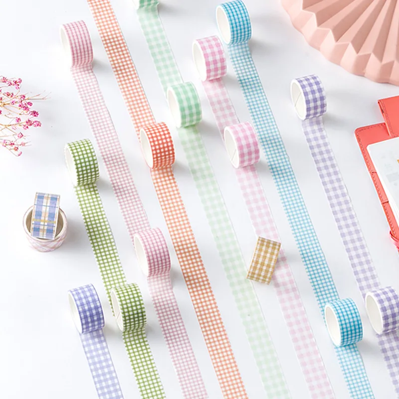 4Rolls Grid Washi Tape Set Cute Masking Tape Cinta Adhesiva Decorativa Papeleria Plakband Ins Stationery Paper Kawaii Washitape 6