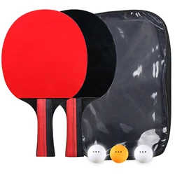 Ping Pong Paddle Set Of 2 Table Tennis Rackets With 3 Balls Training Recreational Racquet Kit With Storage Bag For Beginners