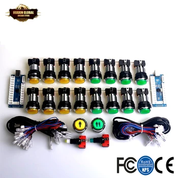 

Arcade LED DIY Kit For PC 2 Players LED USB To LED Illuminated Joystick 16pcs 30mm Silver Push Button With Microswitch