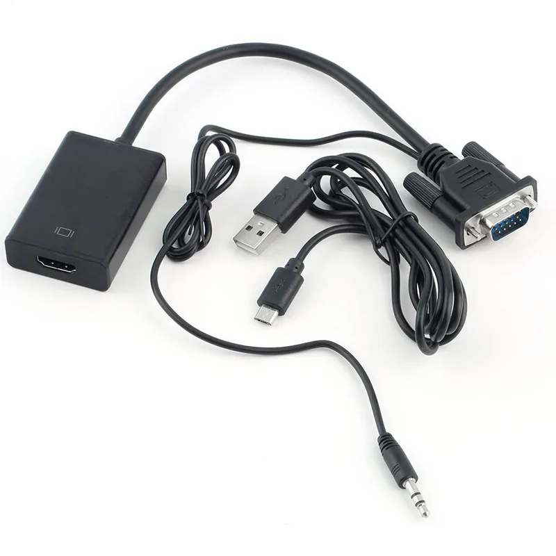Преобразователь из VGA в HDMI кабель адаптер с аудио 1080P VGA HDMI адаптер для портативных ПК к HDTV проектор
