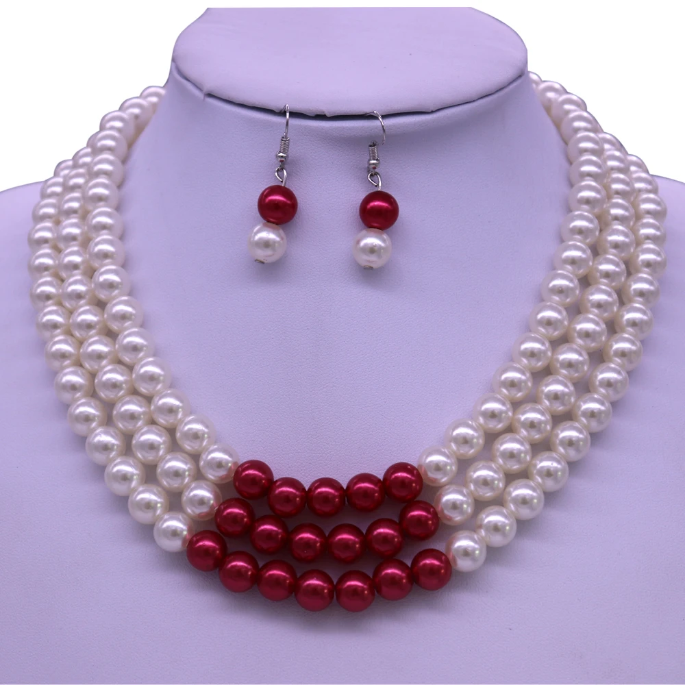 Абадон многострочные белый красный жемчуг оригинальное ожерелье Дельта Сигма Тета Сорорити, DST этикетка Для женщин колье, ювелирные изделия