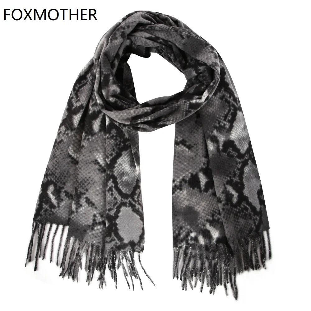 FOXMOTHER новые модные зимние шарфы женские с принтом змеи кашемировый шарф шаль