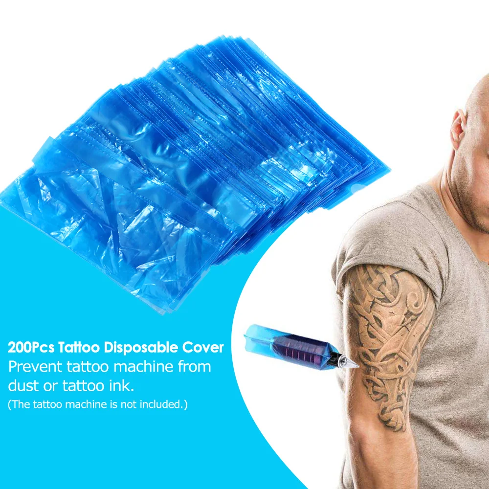 200 шт./упак. Синий Одноразовые Синие татуировки Клип шнур рукава Сумки чехлы Сумки для татуировки аксессуар для перманентного макияжа
