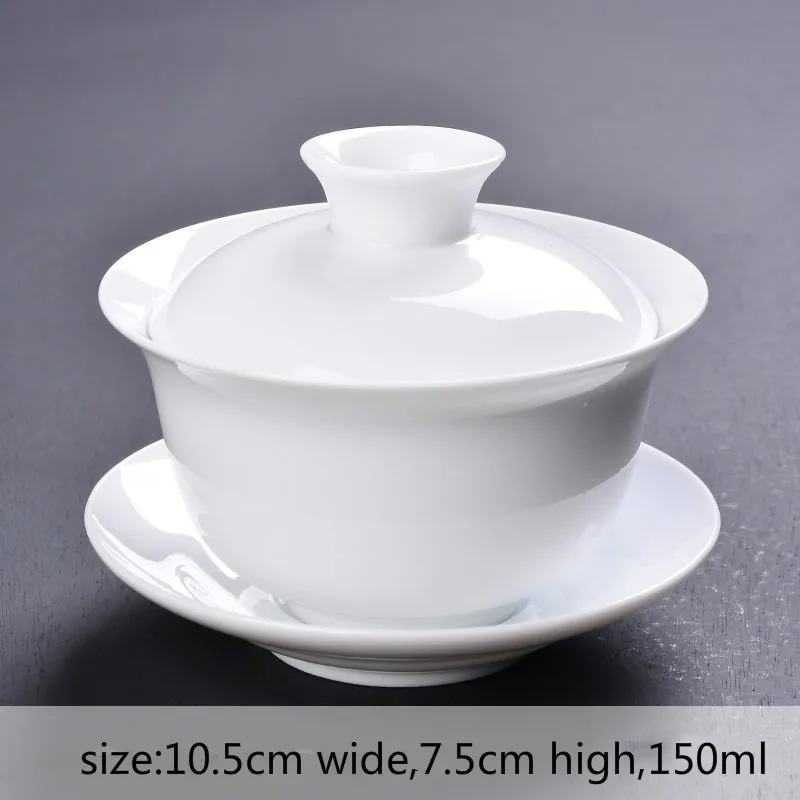 Китайский кунг-фу фарфоровые чайные чашки чайная чаша посуда супница керамический гайвань чайный сервиз и блюдце G - Цвет: M White porcelain