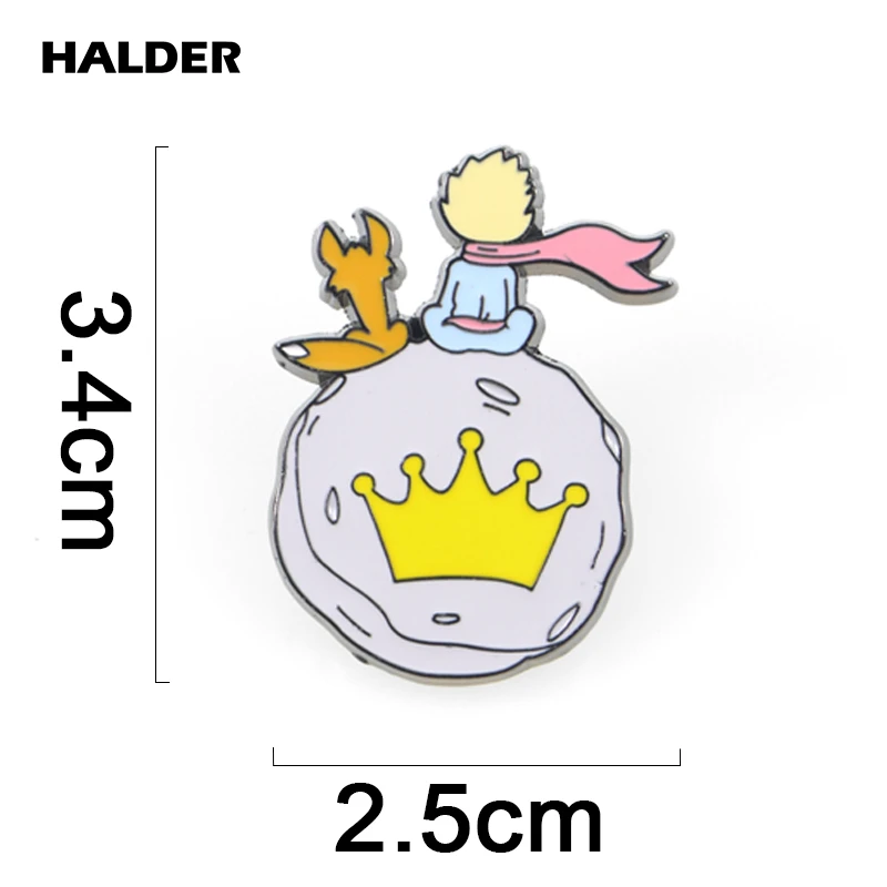 BR0066 HALDER Le Petit Prince звезда модные ювелирные изделия игла шаль-рубашка брошь с дизайном «девочка» лиса булавки нагрудный значок одежда аксессуары подарки - Окраска металла: on the star