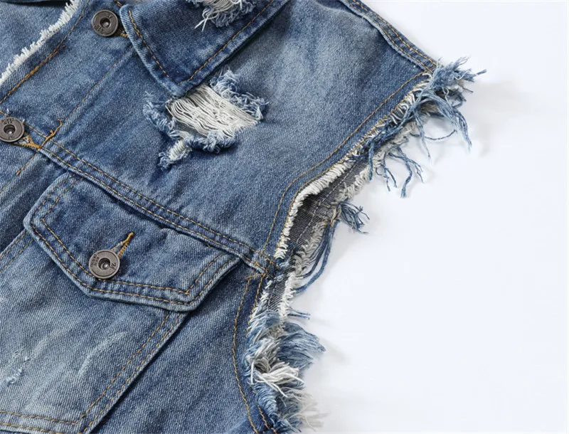 KIMSERE Для мужчин марка NEW FASHION Hi Street разрушенная деним жилет рваные джинсовый жилет без рукавов куртка для мальчиков рваная жилет с отверстиями большие Размеры M-5XL