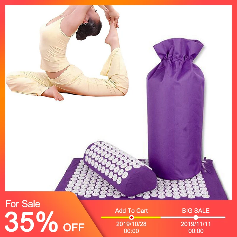 

Body Head Acupressure Mat Massage Pillow Relief Stress Massager with Bag Acupressure Carpet Spike Yoga Mat Massager Cushion
