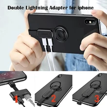 Двойной адаптер и кольцо держатель USAMS 3,5 мм аудио и зарядное устройство Регулируемый держатель для телефона Быстрая зарядка для iPhone адаптер IOS OTG