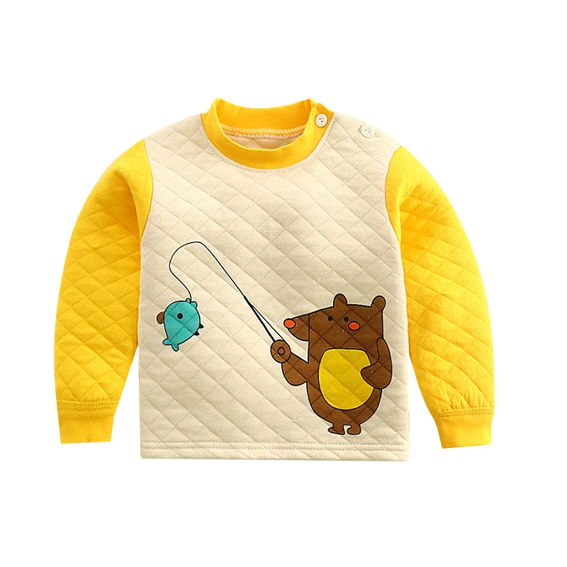 Baby Tshirt Thick Winter Warm Home Wear Newborn Baby Boys Girls Tops T-shirt Kids Clothing Baby Clothes - Цвет: 11