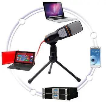 

Professional 3.5mm Microphone Studio Broadcast Mic with Tripod Stand for PC