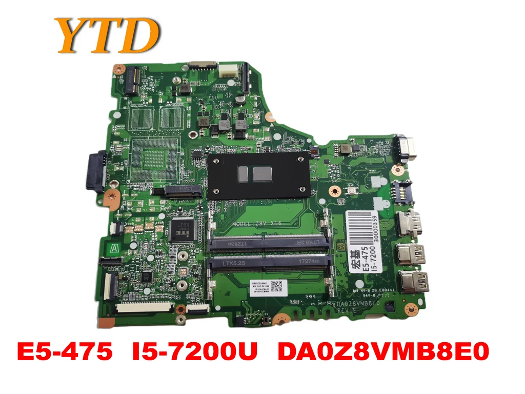 Оригинальный Для ACER E5-475 Материнская плата ноутбука I5-7200U DA0Z8VMB8E0 испытанное