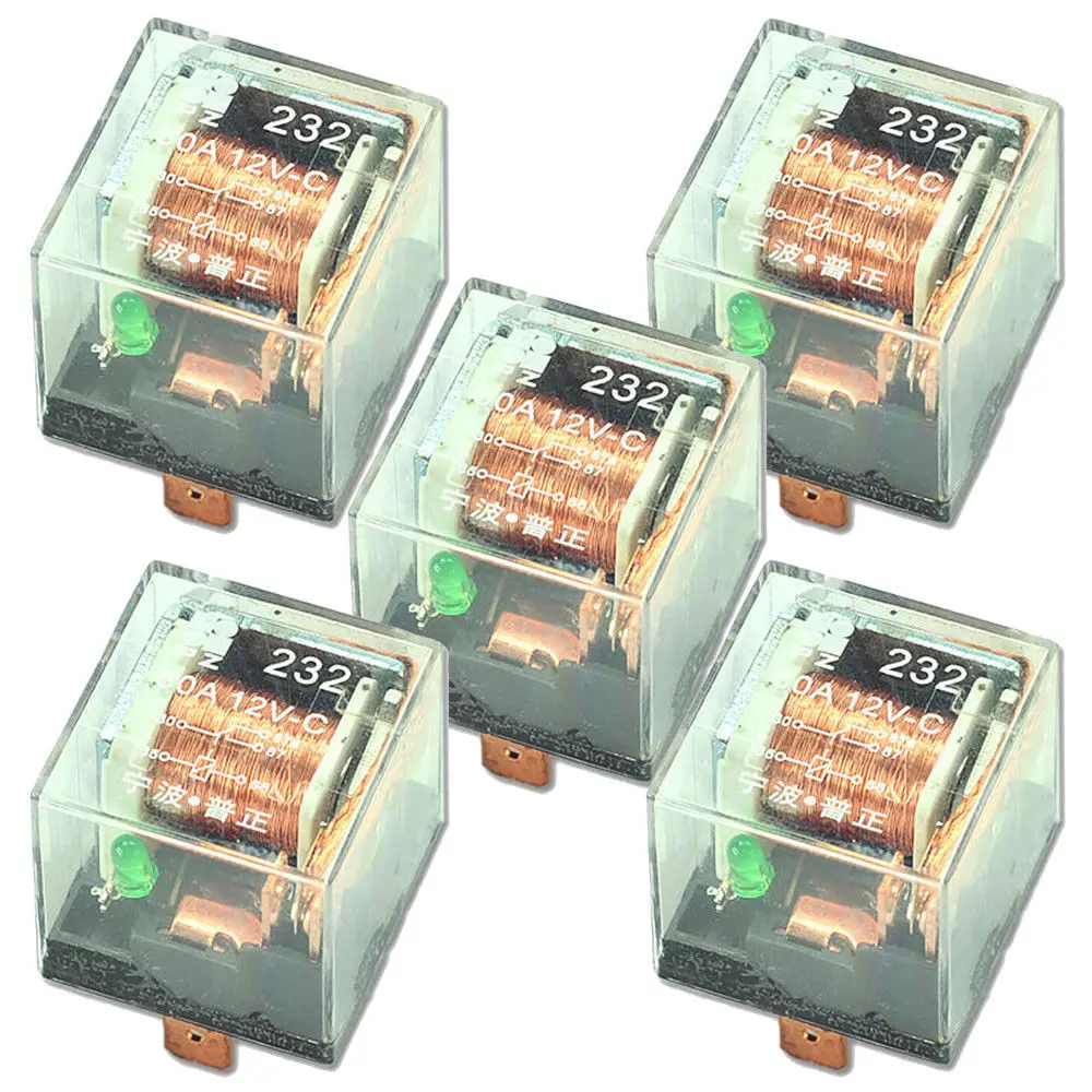5 шт. автомобильные реле 12 В 80A 5pin SPDT 80 AMP контактный прозрачный корпус