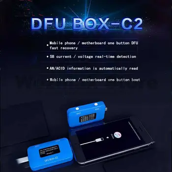 

JC DFU BOX C2 Restore Reboot for iPhone Motherboard One Key DFU IOS USB Current Voltage Display SN ECID MODEL Information Read