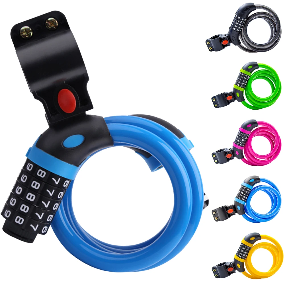 With Bracket Anti Theft Children Kids Mountain Bike 5 Numbers Fixation Bicycle Combination Lock Portable Thickened Steel Wire