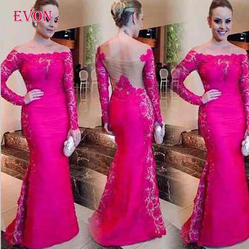 Robe De Soiree Элегантное длинное вечернее платье с открытыми плечами и вырезом лодочкой прозрачное на спине длинное кружевное платье с рукавами, бальные платья русалки