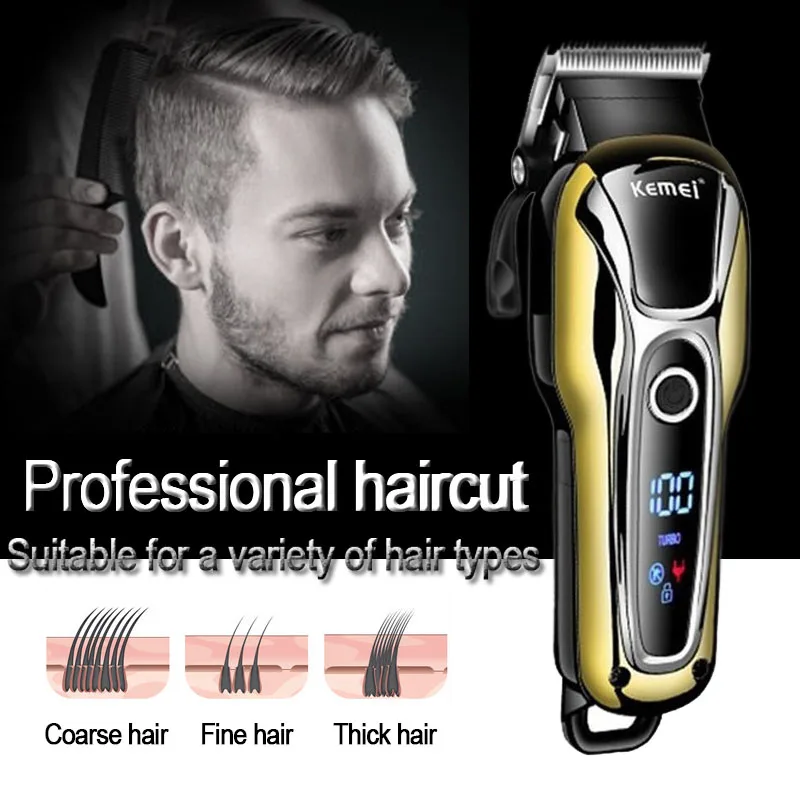 Kemei машинка для стрижки волос, электрический триммер для волос, перезаряжаемый триммер для стрижки волос, электробритва, низкий уровень шума, предназначен для мужской стрижки 5