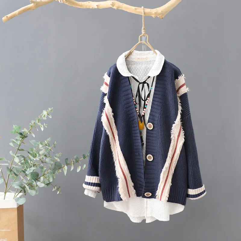 

V-neck knit cardigan Han Fan coat