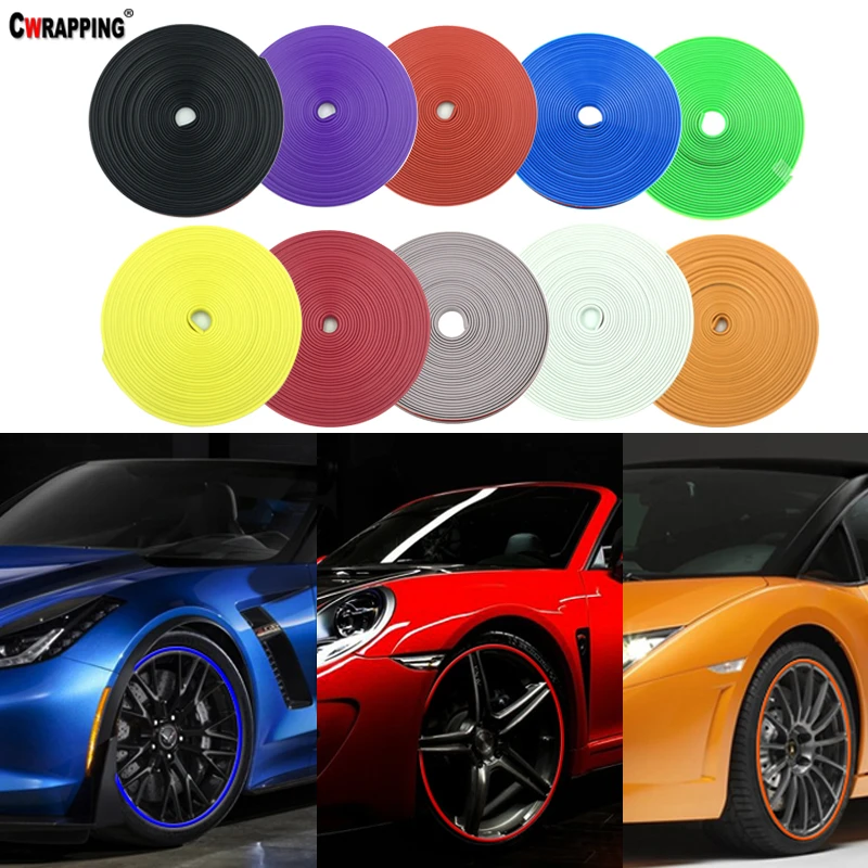 

8M Car Wheel Protector Hub Sticker Strips Auto Rim/Tire Guard Modification Rubber Anti Scraping Car Decorative Car-styling