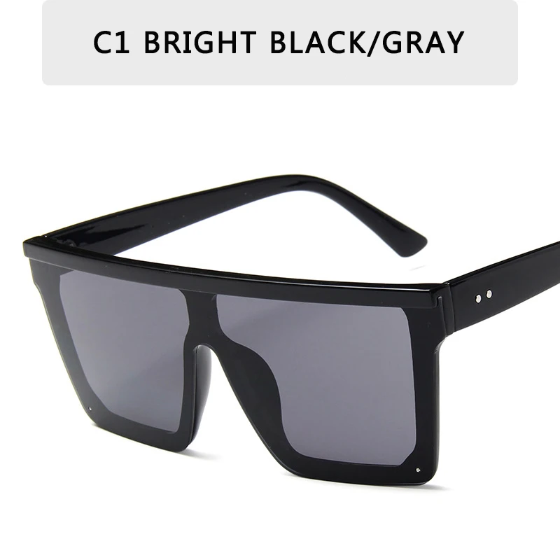 15 цветов, солнцезащитные очки с плоским верхом для мужчин и женщин, брендовые дизайнерские Квадратные Солнцезащитные очки с градиентом, мужские крутые цельные зеркальные очки UV400 - Цвет линз: C1