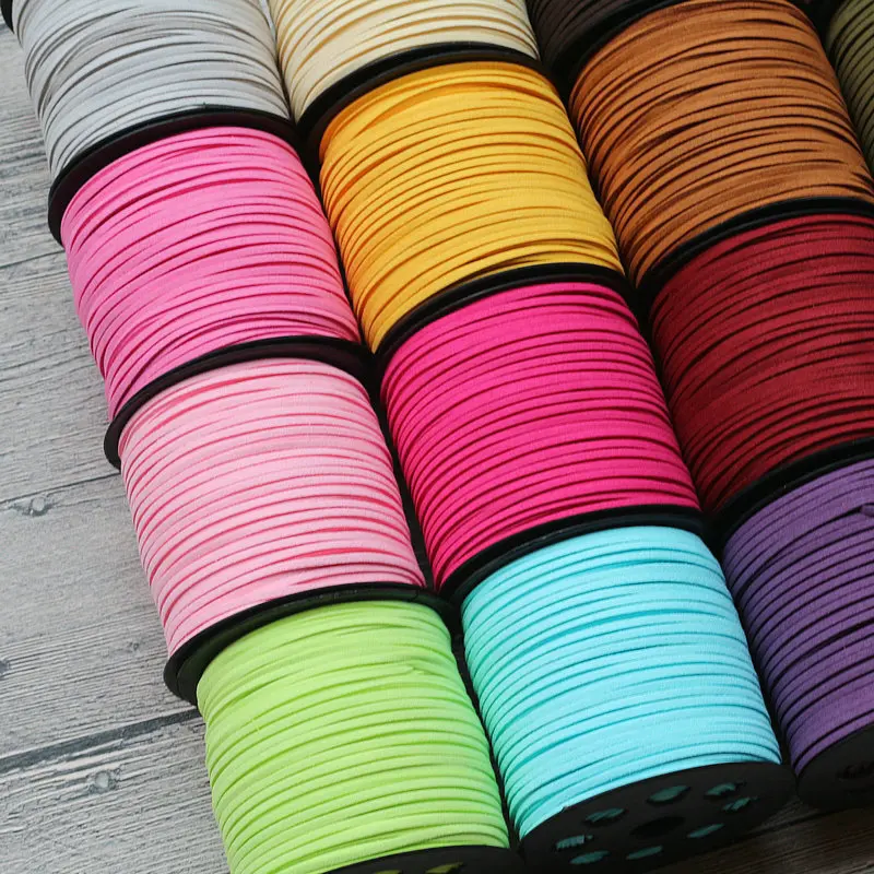 100 Yards Faux Suede Cord Leather Macrame Braided DIY Handmade Beading Bracelet Jewelry Making Flat Thread Flower wrapping Rope