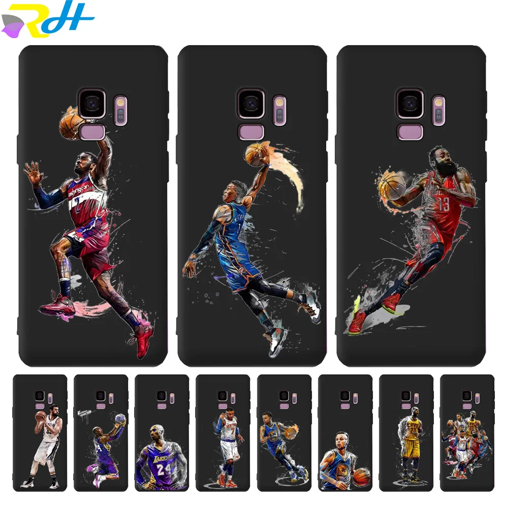 

Soft Black silicone TPU Cover for Samsung Galaxy S8 S9 S10 Plus Coque Etui NBA Kobe Curry for Samsung S6 S7 Edge S10 Lite Case