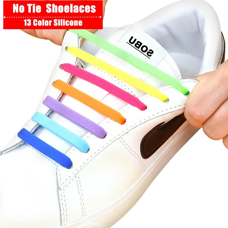 16pcs/set Silicone Elastic Shoelaces Elastic Shoe Laces Special No Tie