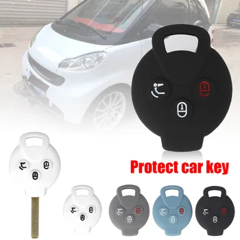 

3 Buttons Silicone Car Key Case Shell Fob Cover Fit For Mercedes Benz Smart Fortwo Forfour City Coupe Roadster Silicone key Set