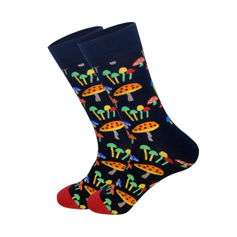 1 Pair Colorful Combed Cotton Socks Shark Skull Pattern Long Tube Happy Men Socks Novelty Skateboard Crew Casual Crazy Socks - Цвет: 29