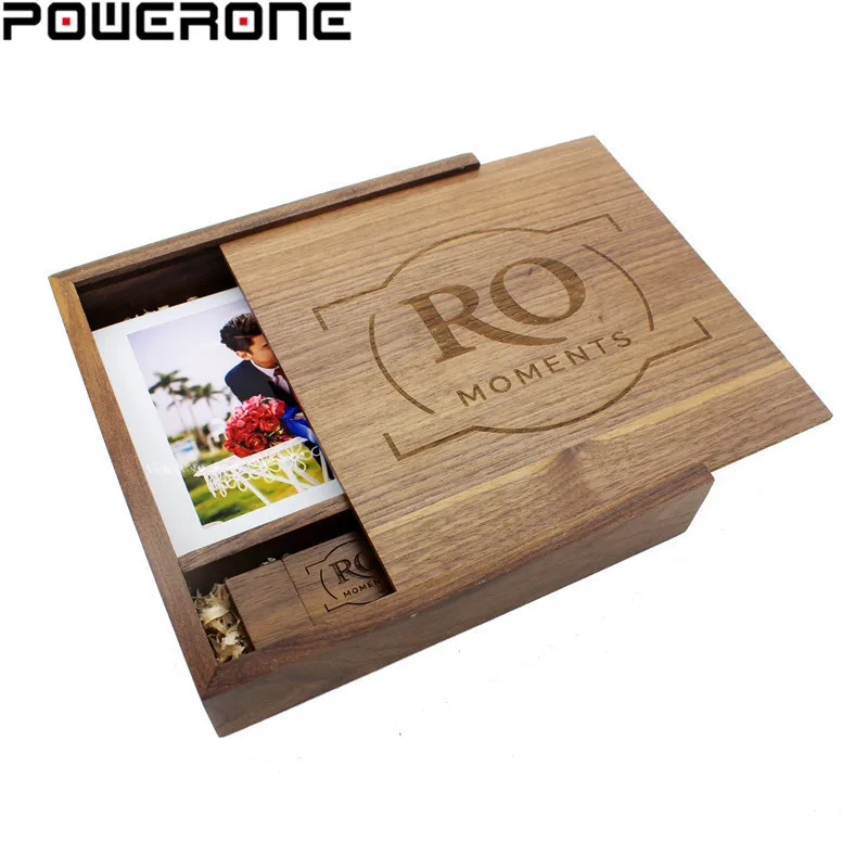 Деревянный фотоальбом POWERONE с бесплатным логотипом на заказ usb + карта памяти в