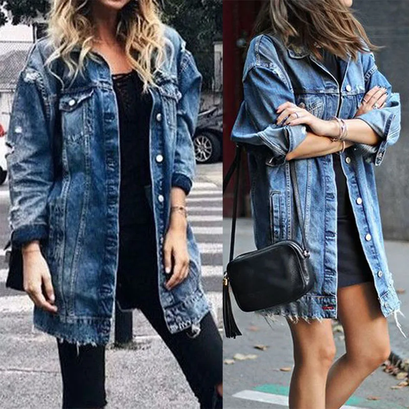 

2020 Autumn Winter Women Denim Jacket Oversize Jacket Female Lapel Retro Cotton Loose Fashion Demin Coat for Woman Plus Size Top