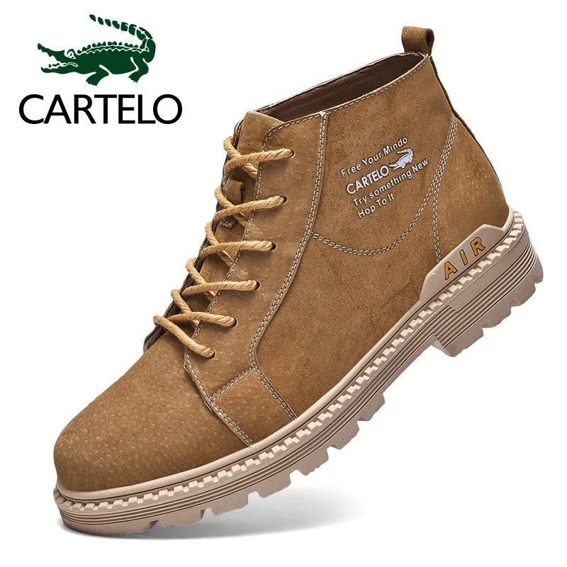 

CARTELO Martin Boots Men's Winter England Workwear Hight-top Leather Boot Men's Outdoor Trend Extra High Mid-top Boots