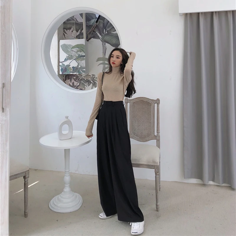 2022 Spring Suit Pants Female Solid Wide Leg Pants Women Full Length Pants Ladies High Quality simple Casual Straight Pants