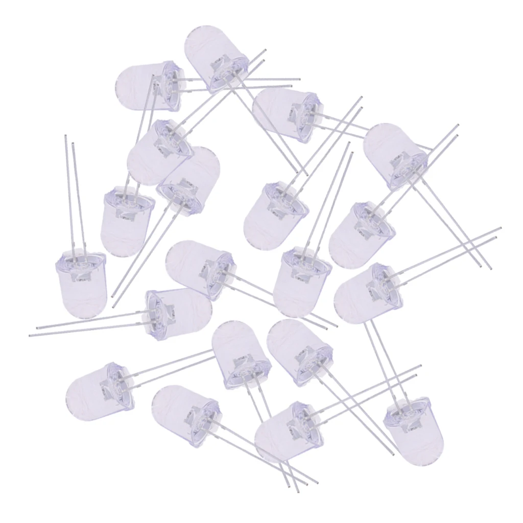 100x 10mm Red Green Blue Yellow White Light Emitting LED Diode Assorted Kit