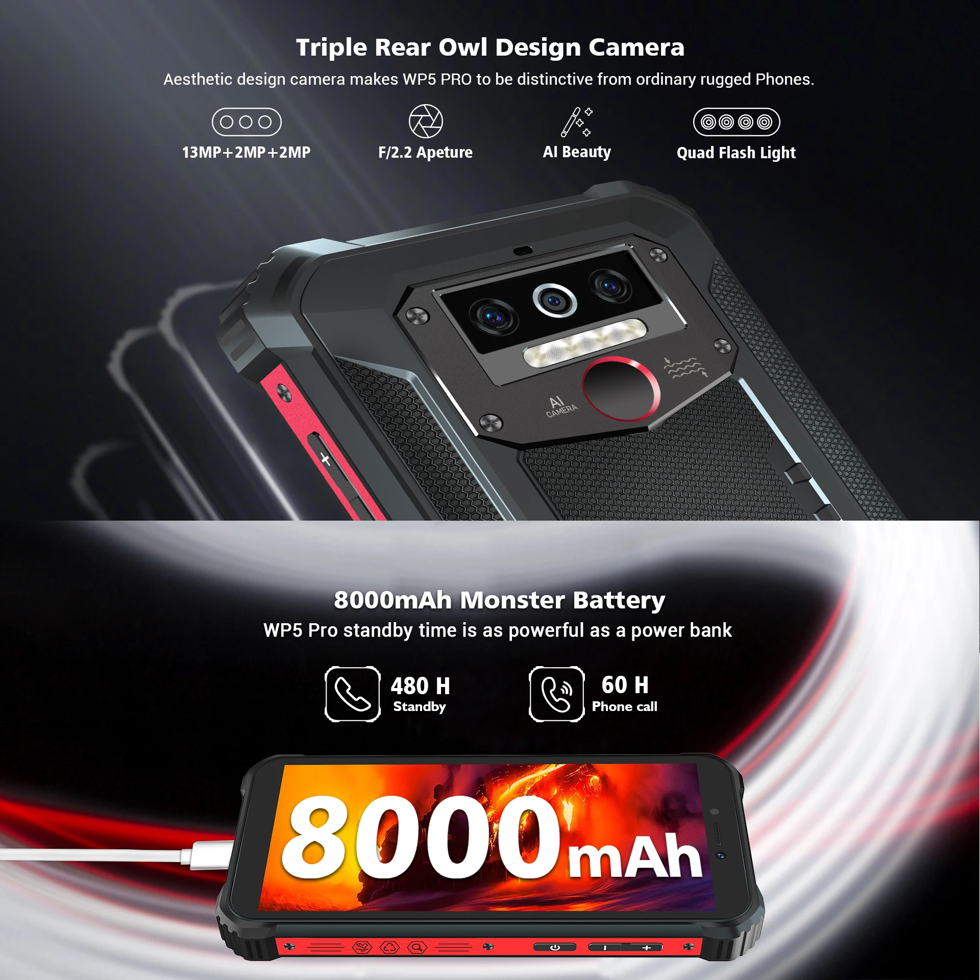 OUKITEL WP5 Pro IP68/IP69K Rugged Mobile Phone Waterproof Octa Core SmartPhone 5.5Inch Android 10.0 Helio A25 Cellphone Dual SIM