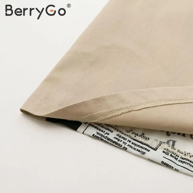 BerryGo, модный Тренч с отложным воротником, Женское пальто, Осень-зима, лоскутное, с принтом, с поясом, с карманами, для девушек, длинное пальто