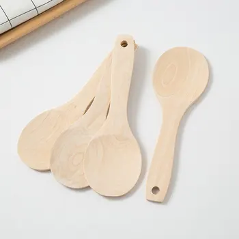 

600pcs Wooden Spoon Dessert Rice Soup Spoon Teaspoon Cooking Spoons Wood Spoon Kitchen Accessories NO283