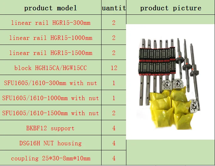 300-1000-1500-1500mm 3 оси 4aixs 15 мм линейные рельсы линейная направляющая HGR15 HGH15 и 16 мм шариковый винт SFU1605/SFU1610 Набор для ЧПУ - Цвет: 300-1000-1500-1500mm