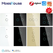 MoesHouse – interrupteur mural tactile intelligent ZigBee, avec neutre/sans neutre, sans condensateur, vie intelligente, fonctionne avec Alexa Google Home