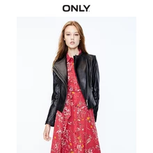 Только осень зима женская короткая приталенная кожаная куртка из овчины | 119310519