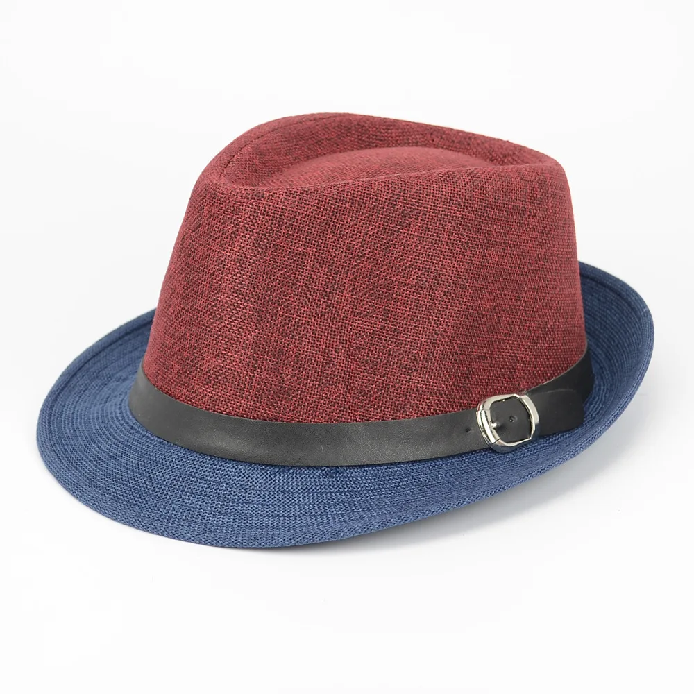 New Style Leather Belt Flax Bowler Hat Adult Fedora Hat England Billycock Beach College Style Straw Hat Wholesale