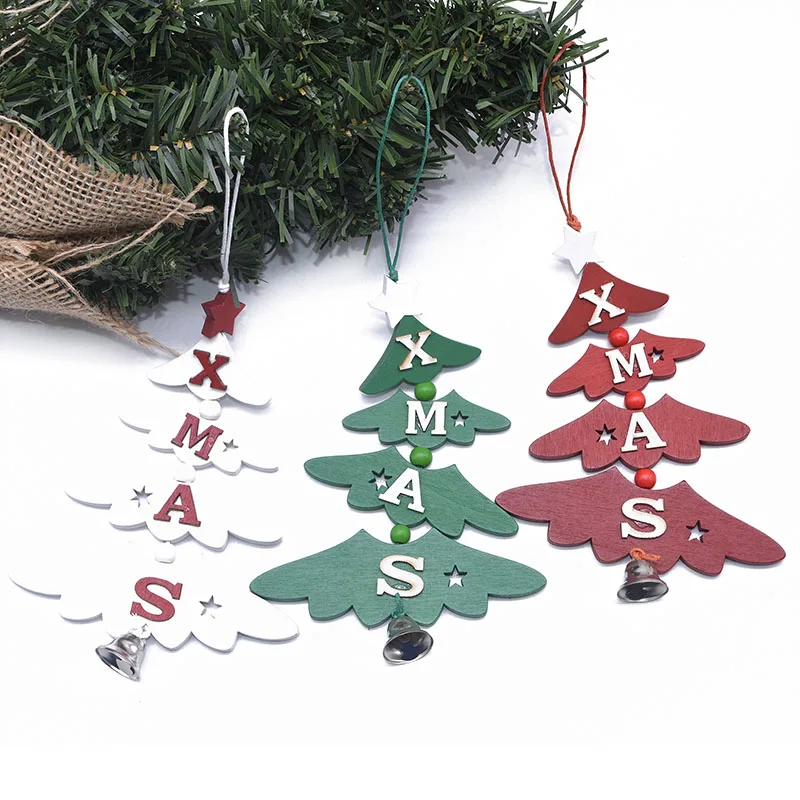 Деревянная Рождественская елка, Рождественский колокольчик, Деревянные Подвески, Рождественская елка, подвесное украшение, сделай сам,, новогодние, вечерние, домашний декор, подарки для детей