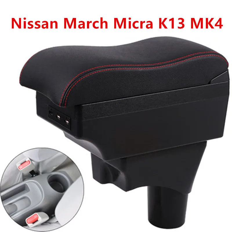Для Nissan Micra K13 MK4 IV подлокотник коробка для хранения с подстаканником пепельница USB интерфейс 2010